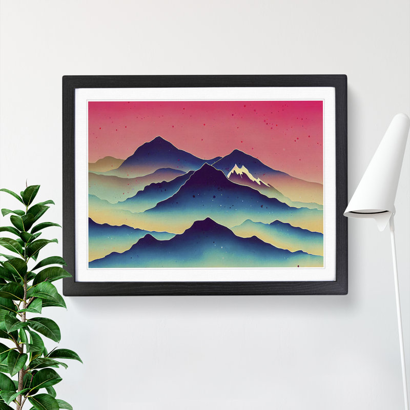 Ravishing Mountains - Single Picture Frame Painting, 25cm H x 34cm W x 2cm D, Black Framed