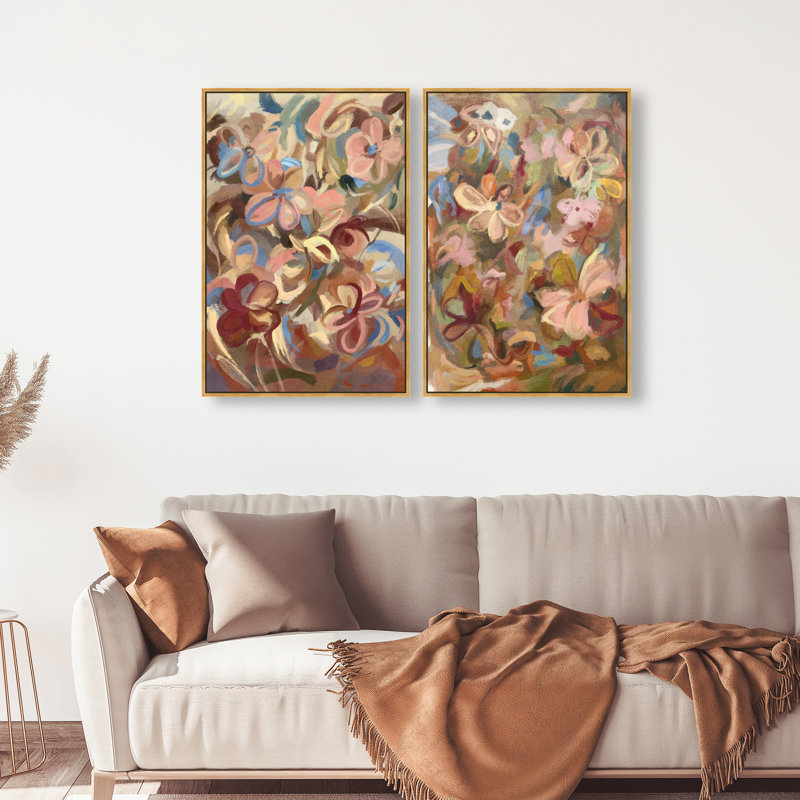 Moving Eden Set Canvas Abstract Print by Oliver Gal, Black Frame, 10 x 15, 32"H x 22"W, Gold Floater Frame