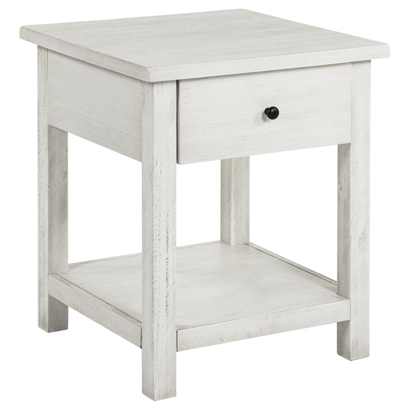 Table de bout en bois vieilli avec 1 tiroir Castleton