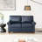 Living Room Sofa Loveseat Round Arm with Silver Nails Couch Navy Blue Faux Leather