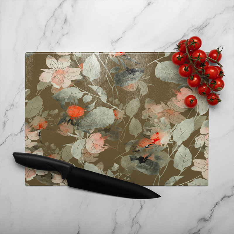 Imprint Fantastic Paint Bouquet Glass Chopping Board, 40cm L x 28cm W