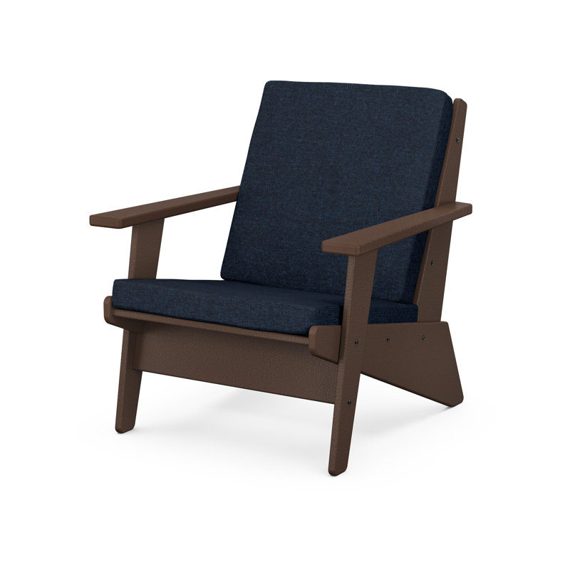 Riviera Modern Lounge Chair, Weathered Tweed, Mahogany