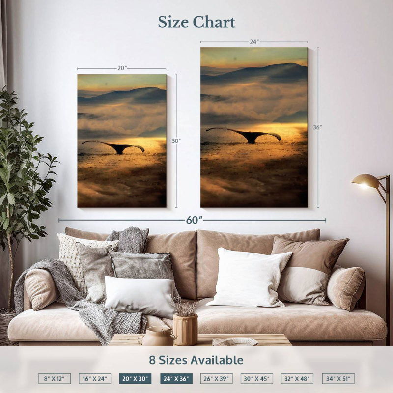 Brampt Alaska Whale Tail Dive, 36" H x 24" W