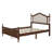 Queen Pine Wooden Bed With Upholstered Headboard And Panel Footboard, With Bed Rail Support Feet And Central Platform Support Feet