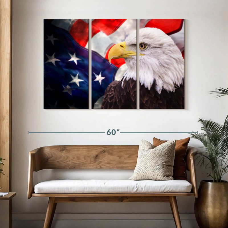 Brampt USA Flag And American Eagle, 32" H x 50" W