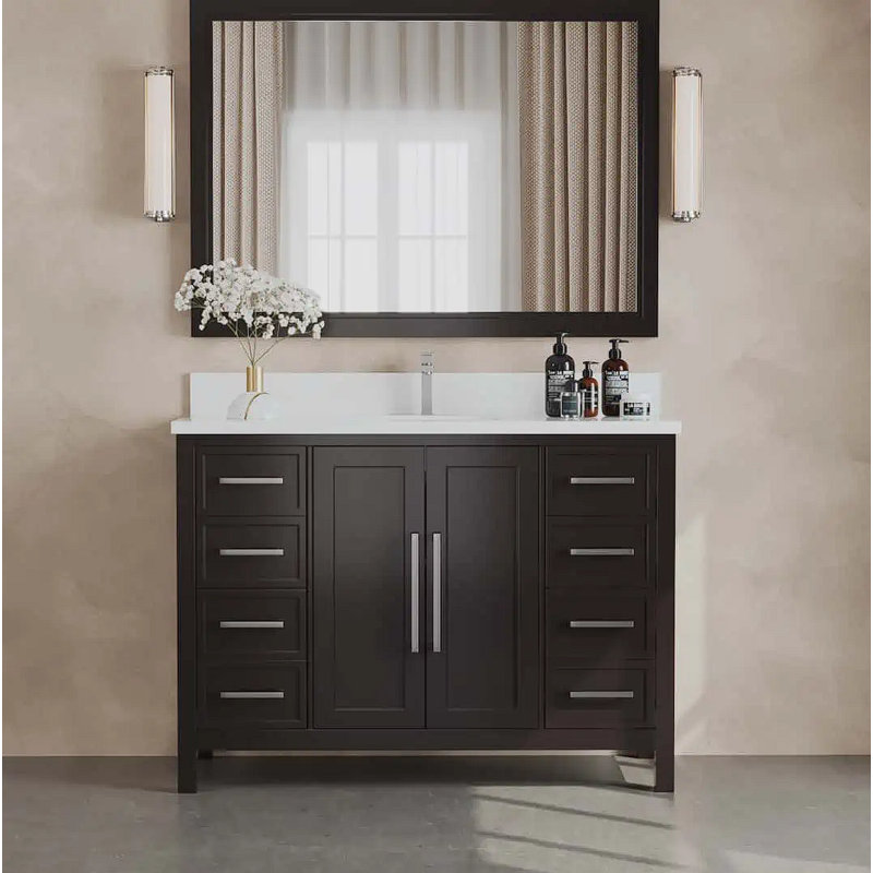 Ensemble de meuble-lavabo simple 48 po, Espresso, Espresso, Chrome