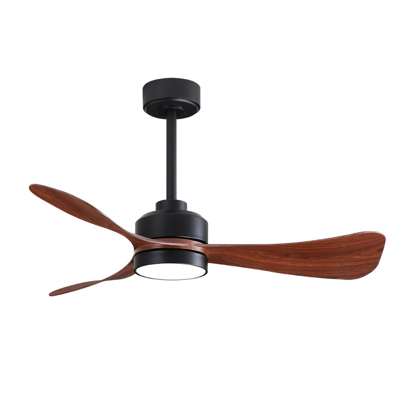 42 In. 3 Abs Blades Indoor Ceiling Fan With Light Kit And Remote, Black, Walnut