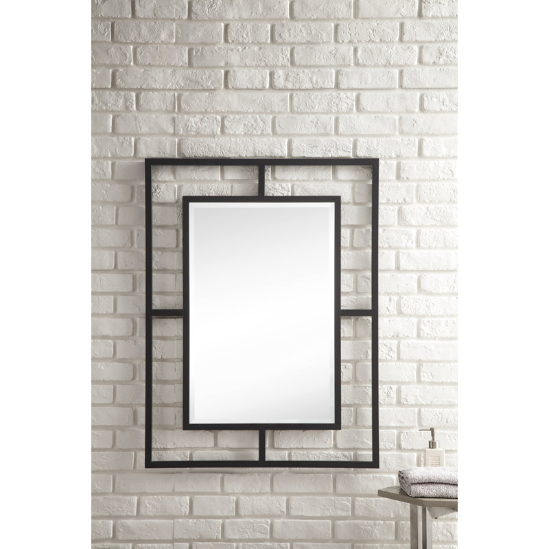 Boston Rectangle Stainless Steel Wall Mirror, Matte Black