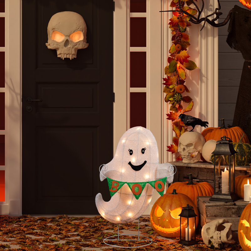 Décoration de halloween 25 po avec lumière DEL fantôme et bannière «Boo»