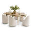 Ensemble de table de salle à manger pour 6 personnes avec table extensible et 6 chaises roulantes revêtues de chenille-209798116