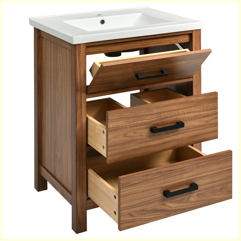 Meuble-lavabo moderne avec lavabo et tiroirs en céramique