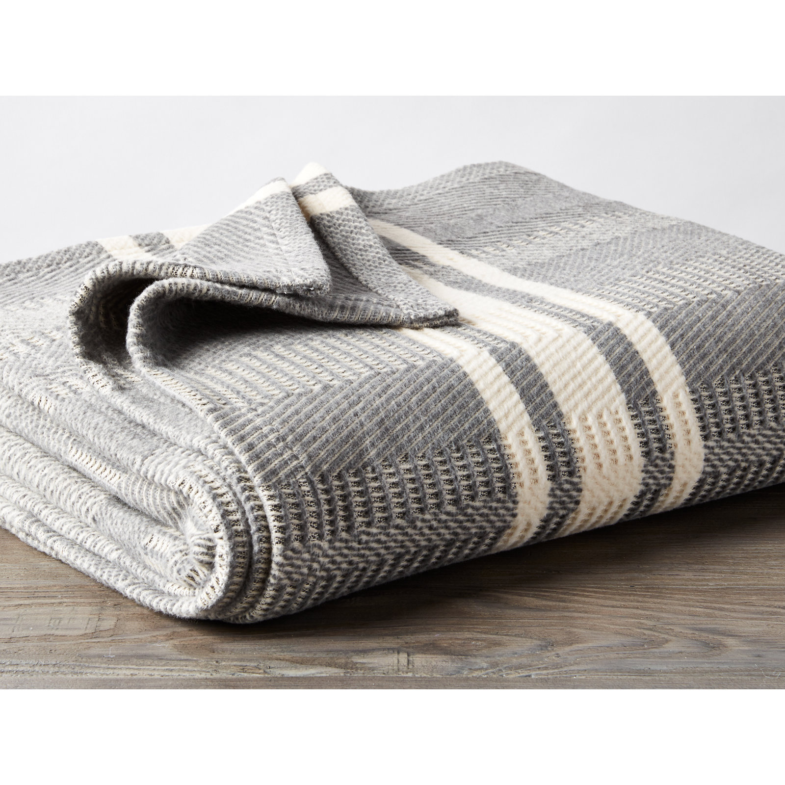 Cirrus Cotton Hand Woven Throw Blanket, Gray