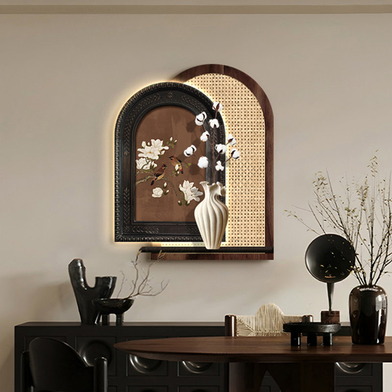 Art mural noir et brun en grès, H 39,37 po x l 31,5 po