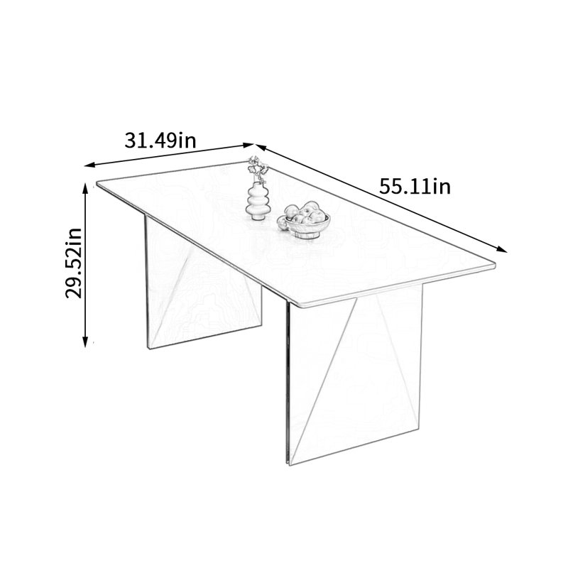 New Model Modern Simple Rock Slab Table, 29.52"H x 55.11"L x 31.49"W