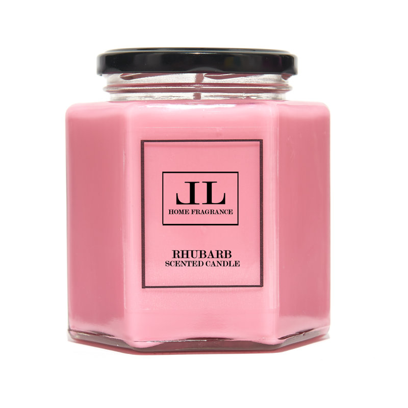 Rhubarb Scented Jar Candle, 10cm H x 8cm W x 8cm D