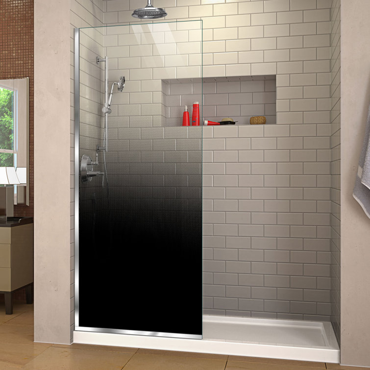 Linea Ombre 34" W x 72" H Frameless Fixed Glass Panel with ClearMax Technology