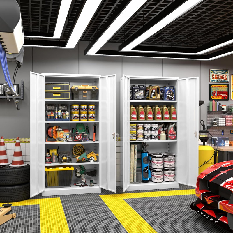 Achyut Garage Storage Cabinets ( 72'' H x 36'' W x 18'' D ), Metal Tool Cabinet with 4 Adjustable Shelves and Lockable doors