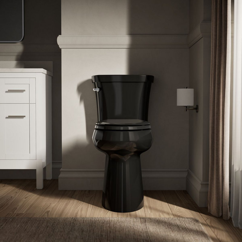 Cuvette de toilette allongée haute Highline avec siphon exposé Highline, Noir