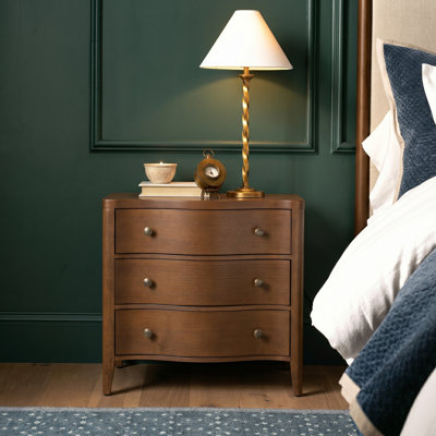 Elfine Modern 27''W 3-Drawers Curves Nightstand with Built-In Charging Station