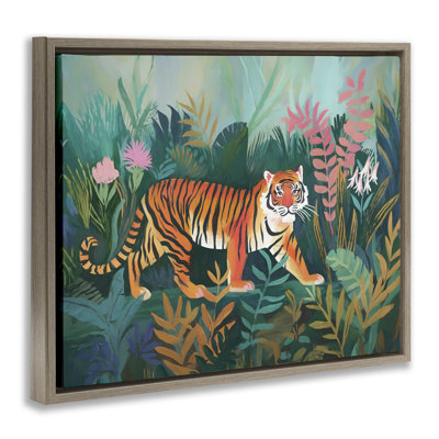 Tiger in Jungle Leaves  Canvas Wall Art by Ramona Murdock