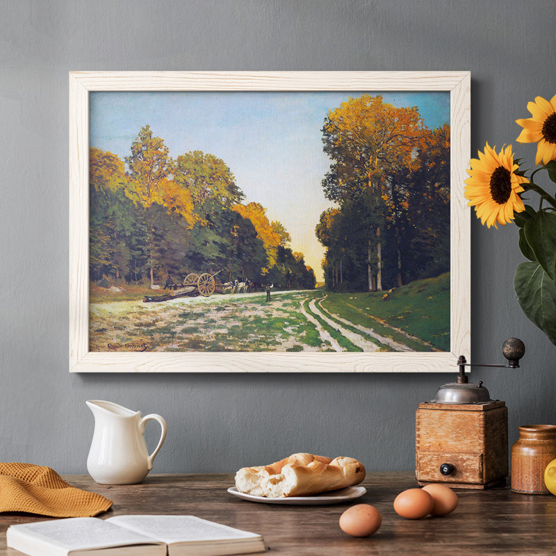 La route de Chailly à Fontainebleau par Monet - Toile tendue avec châssis rustique, Blanc, H 22 po x l 32 po x P 1,5 po