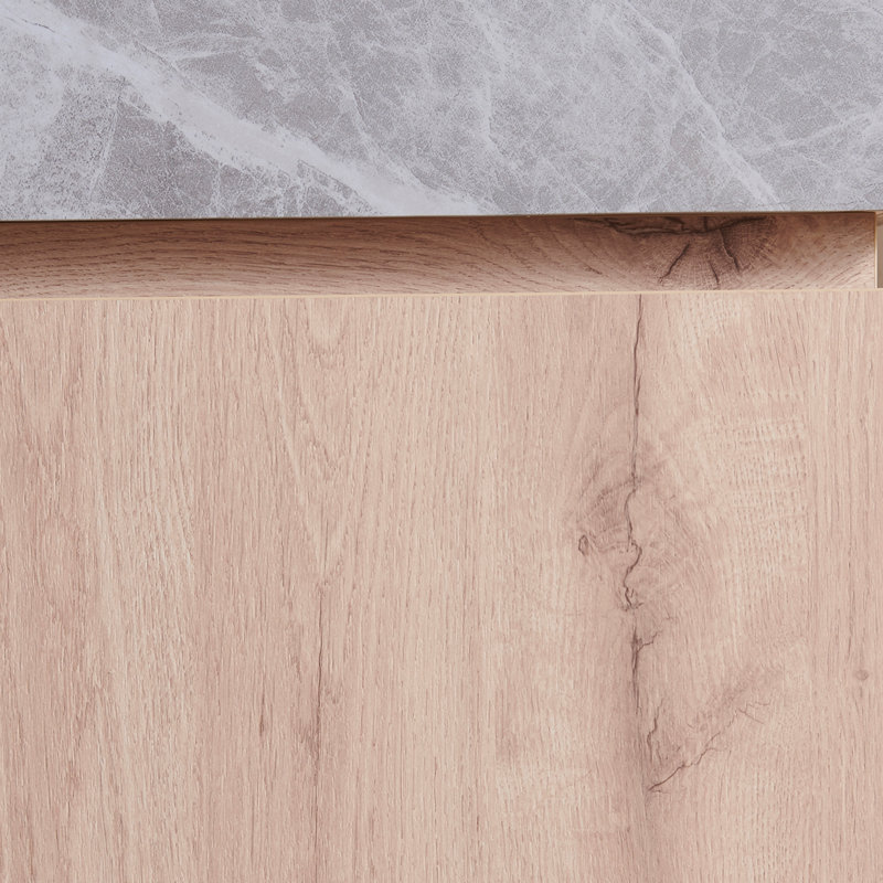 Luxstone Modern Luxury Vanity with Sintered Stone Countertop and Ceramic Basin, White Oak