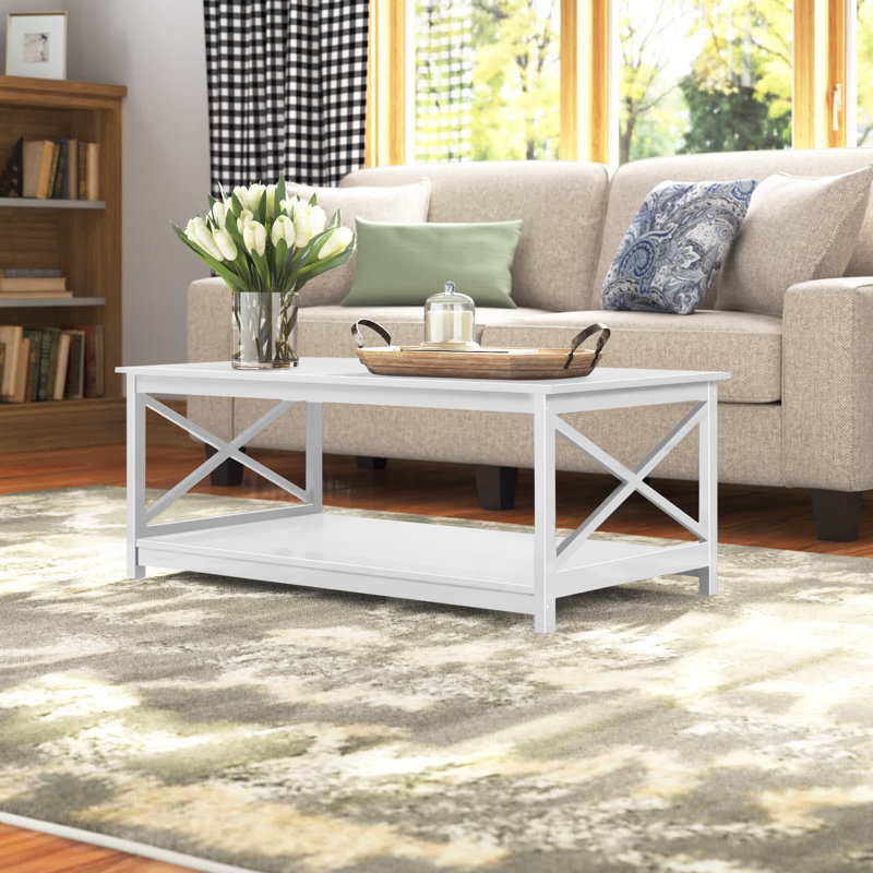 Darek 4 Legs Coffee Table with Storage, White