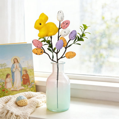 Easter Spring Bunny Egg Stems Floral Picks Leaves Decorations Artificial Flower Distinctive Foam Berry Egg Ideal Easter Decoration For Your Room
