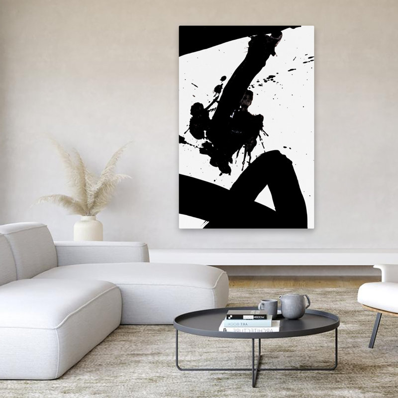 «White and Splatter Ink Blot IV», reproduction d'art sur demande, H 60 po x l 40 po