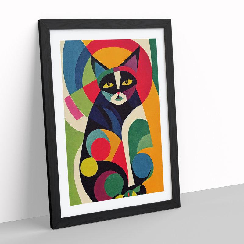 Abstract Cat No.3 - Single Picture Frame Print, 64cm H x 46cm W x 2cm D, Black Framed
