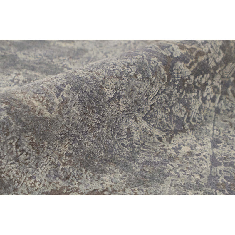 Hand-Knotted High-Quality Gray and Blue Area Rug