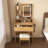 Vanity Table With LED-Illuminated Mirror, Power Outlet, Hairdryer Holder & Stool – Compact Dressing Desk For Small Bedrooms