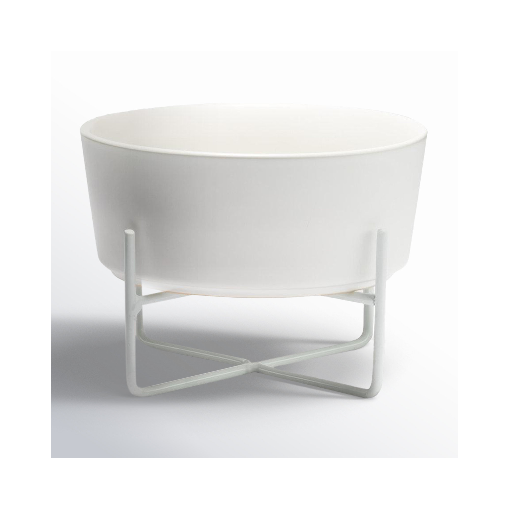 Simple Solid Bowl & Dog Bowl Stand, Small (2 cups / 16 fl. oz.), White