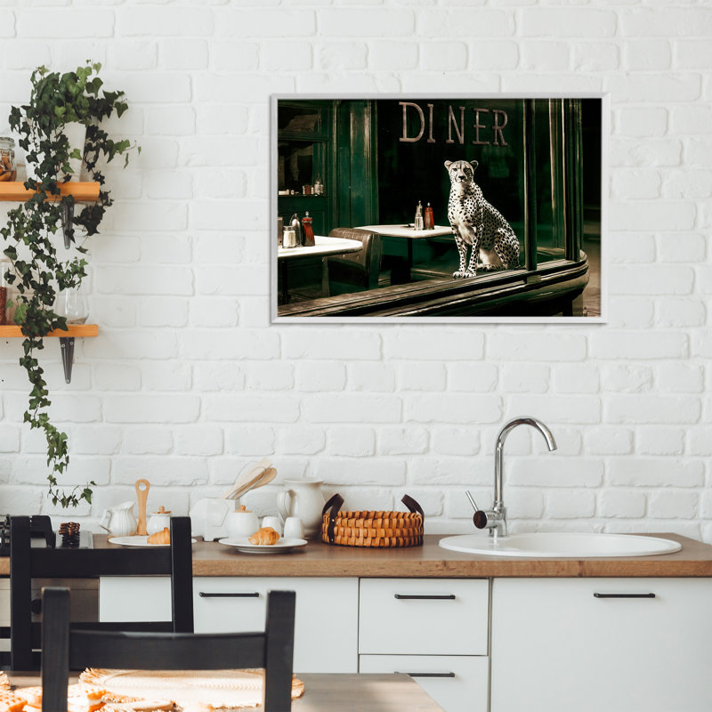 Estampe numérique Diner Sentry, design par Annabelle Hall, H 16 po x l 24 po, Giclée encadrée blanc bord de mer