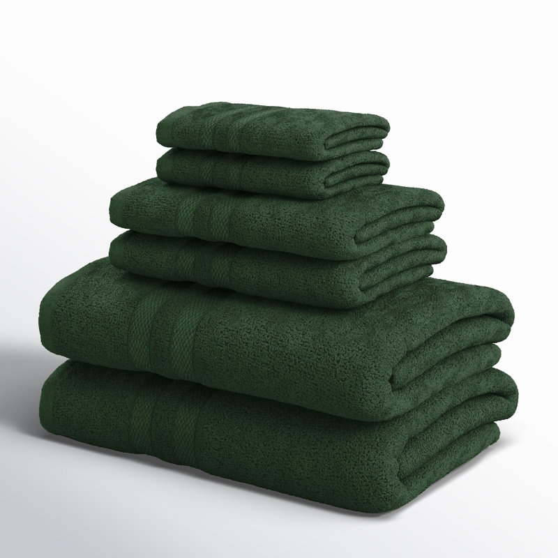 Ensemble de serviettes 100% coton Amoy, Vert forêt