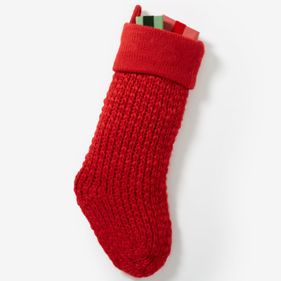 Chaussette de Noël personnalisable en tricot tricoté Noël - rouge
