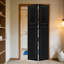 Moderne à 2 panneaux pliables de 84 po x 32 po Porte de grange coulissante en bois de noyer noir avec ensemble de quincaillerie-132716798