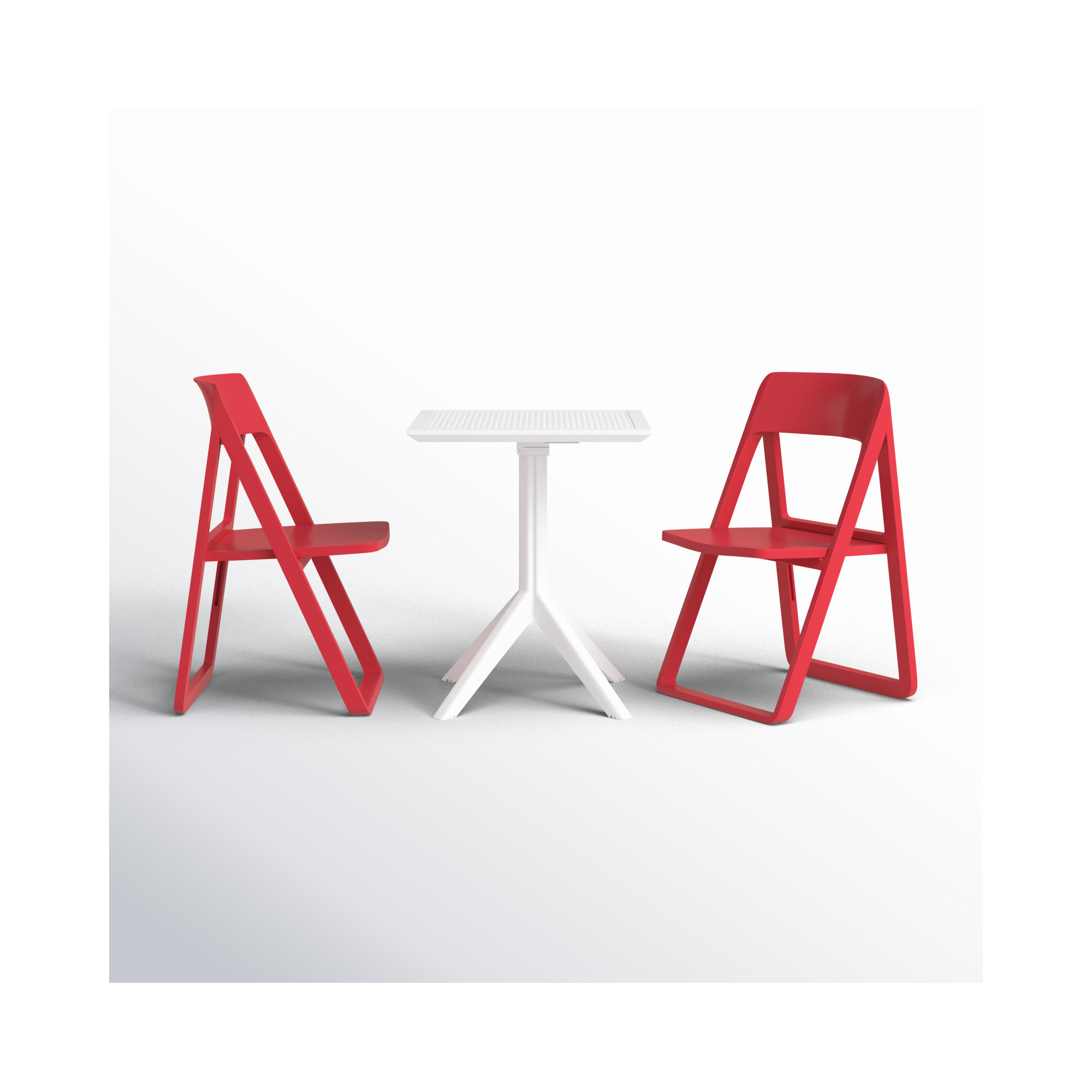 Farrah Square 2 - Person Bistro Set, White-Red