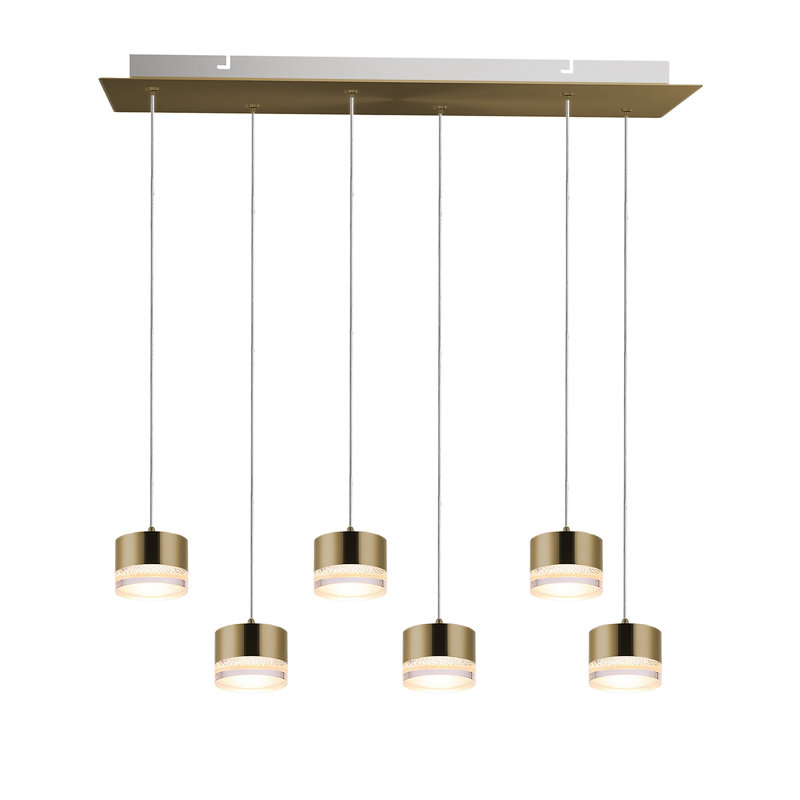 Luminaire suspendu tambour 6 lumières Barnsdall, Laiton brossé