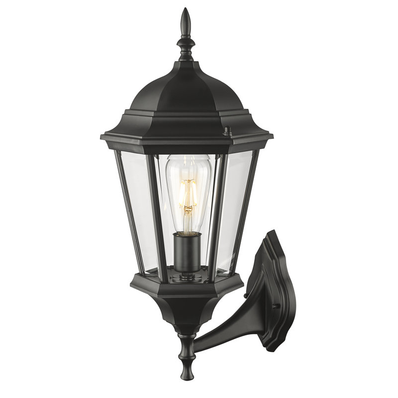 Lanterne murale d'extérieur biseautée H 20,5 po Howa, Noir mat, Verre biseauté transparent