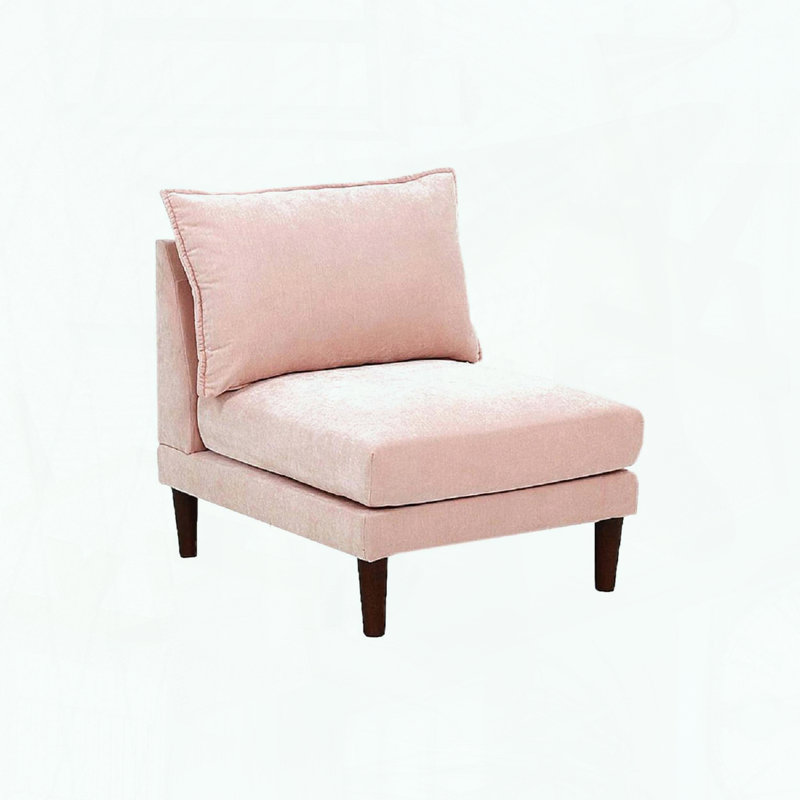 Chaise sans accoudoirs blush rose - tissu en suède Morgan - modulaire, Rose