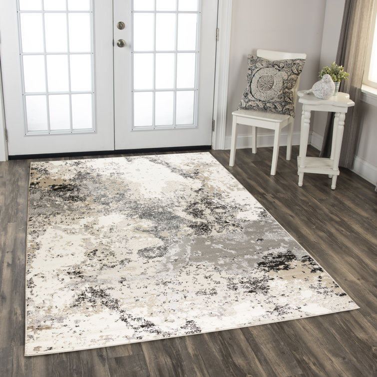 Tapis abstrait blanc / gris / beige