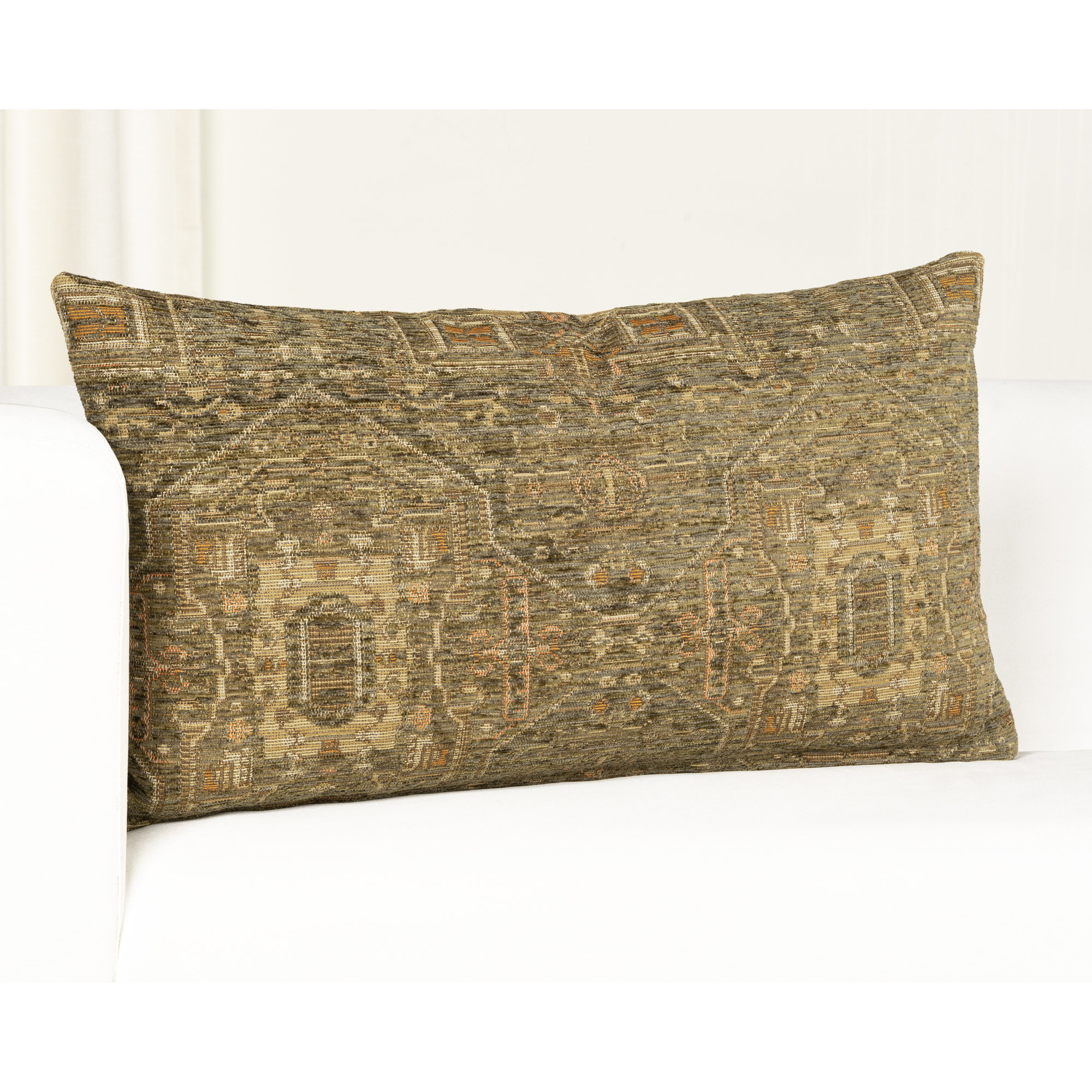 Olcott Throw Pillow, Rectangle 14"H x 36"W, Zapatta Sage, Polyester