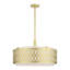 Lustre suspendu 4 lumières en bronze anglais avec abat-jour rigide en tissu couleur avoine fabriqué à la main-544372319-544372305