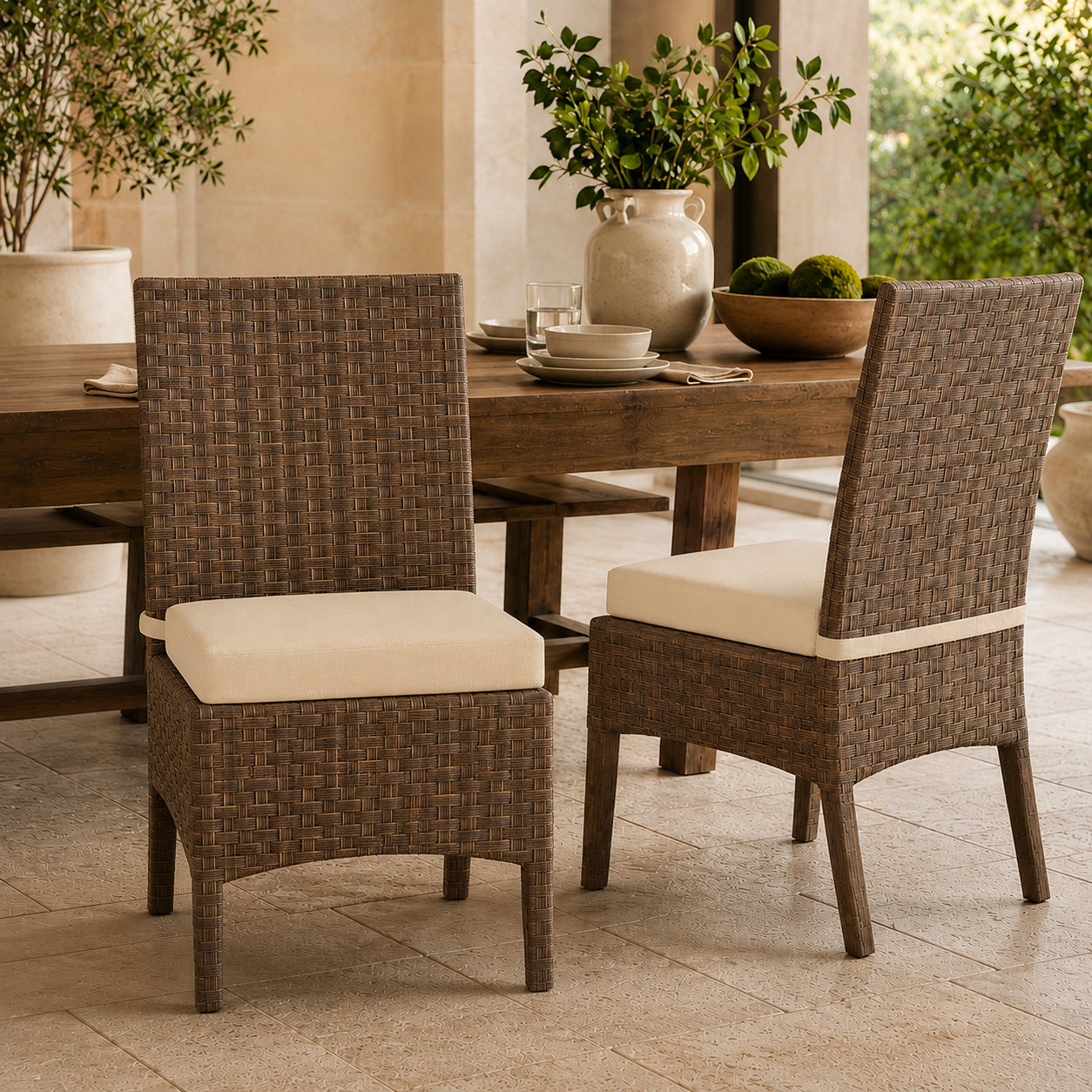 Sunbrella® Indoor/Outdoor Dining Chair Cushion, Sunbrella® Canvas Canvas