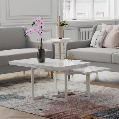 Table basse avec plateau en faux marbre