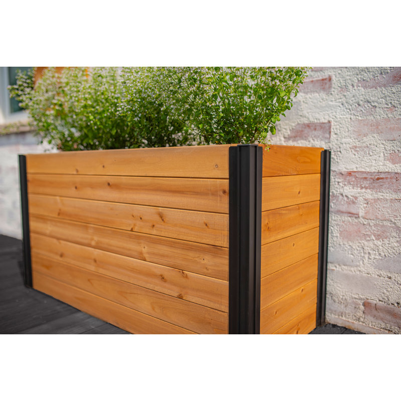 Mezza Parklette Planter, 19.5" H x 39" W x 16.13" D, Brown