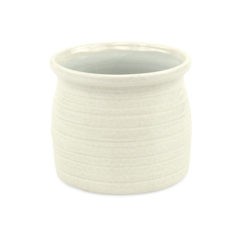 Pot à fleurs en céramique Mott, H 5,5 po x l 6,25 po x P 6,25 po, Blanc