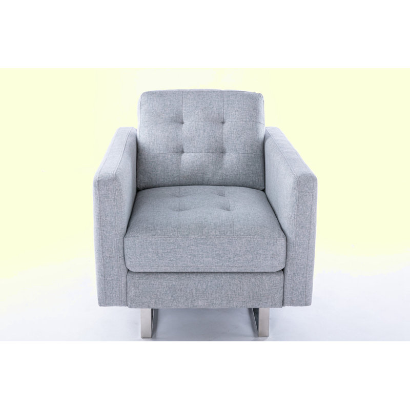 Upholstered Armchair, Light Gray Linen