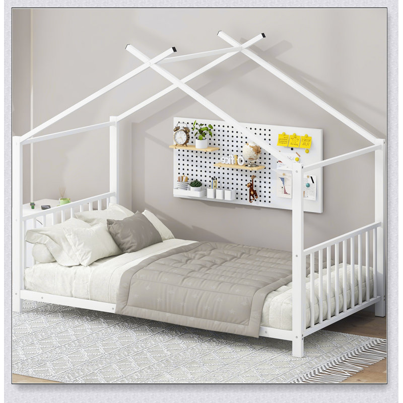 Lit plateforme en métal, Blanc